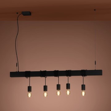 Eglo - Подвесная люстра TOWNSHEND 5xE27/40W/230V черный