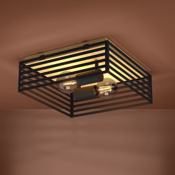 Eglo - Потолочный светильник 2xE27/40W/230V черный/коричневый