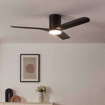 Eglo - Потолочный вентилятор с LED-подсветкой и диммером, 17 Вт/230 В, 3000/4000/5000 К, диаметр 132 см, черный, с пультом дистанционного управления