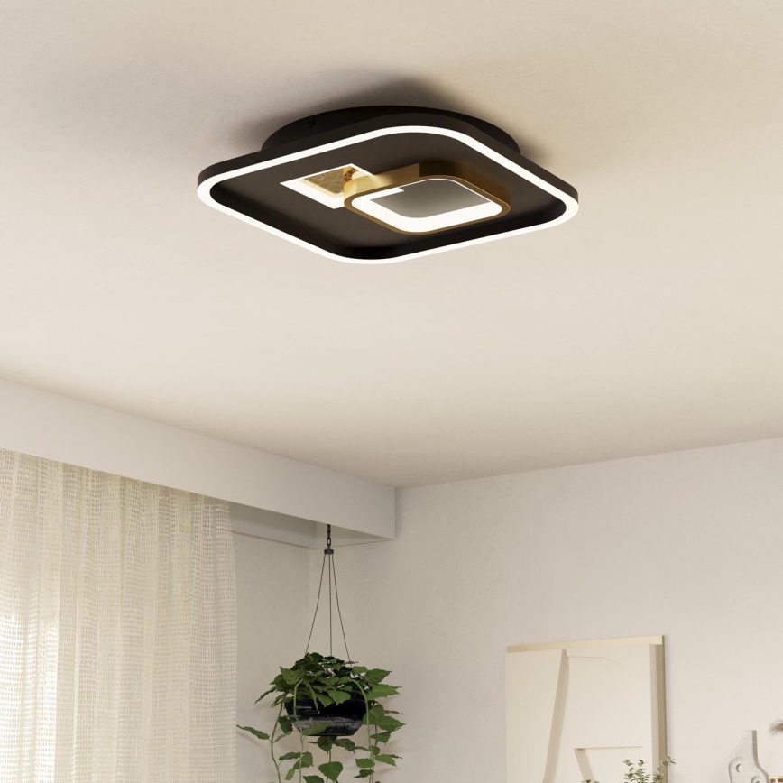 Eglo - Стельовий LED світильник 1xLED/16,2W/230V + 1xLED/9,2W 38x38 см чорний/золотий
