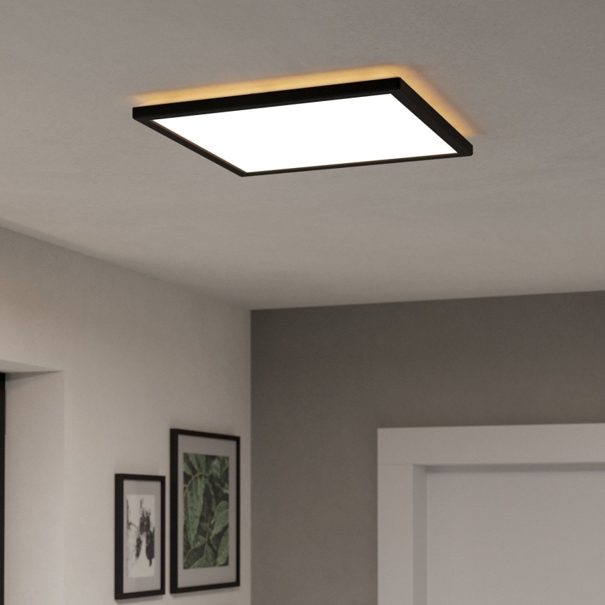 Eglo - Стельовий LED світильник для ванної з регулюванням яскравості LED/17,6W/230V 2700-6500K 39x39 см IP44 чорний + пульт дистанційного керування