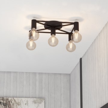 Eglo - Стельовий світильник 5xE27/40W/230V чорний