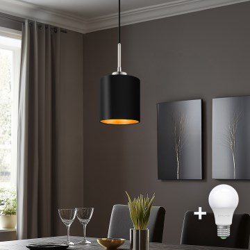 Eglo - Светодиодная люстра на тросе TUNJA 1xE27/60W/230V черный