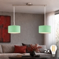Eglo - Светодиодная люстра на тросе TUNJA 2xE27/60W/230V матовый хром/зелёный
