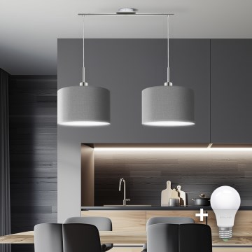 Eglo - Светодиодная люстра на тросе TUNJA 2xE27/60W/230V серая