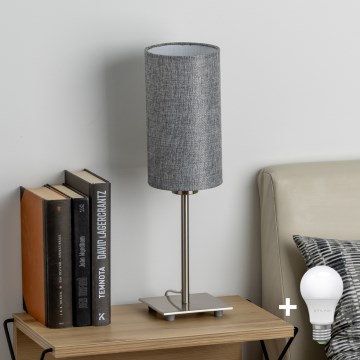 Eglo - Светодиодная настольная лампа TUNJA 1xE27/60W/230V 26,5 см матовый хром/серый