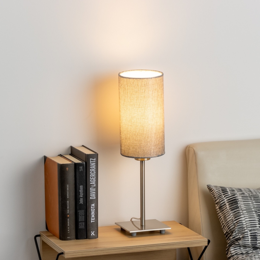 Eglo - Светодиодная настольная лампа TUNJA 1xE27/60W/230V 26,5 см матовый хром/серый