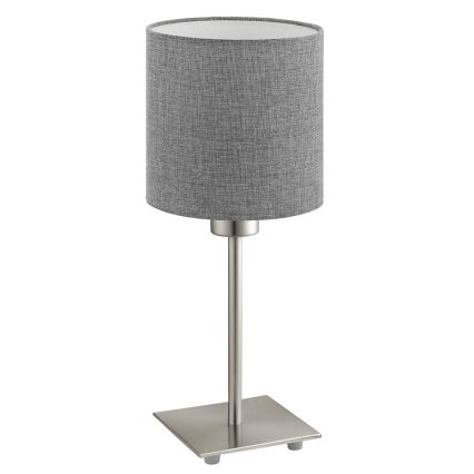 Eglo - Светодиодная настольная лампа TUNJA 1xE27/60W/230V 26,5 см матовый хром/серый