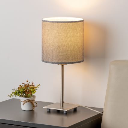 Eglo - Светодиодная настольная лампа TUNJA 1xE27/60W/230V 26,5 см матовый хром/серый