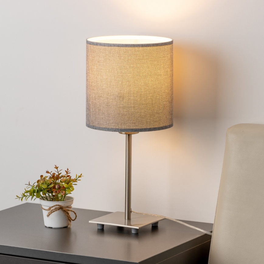 Eglo - Светодиодная настольная лампа TUNJA 1xE27/60W/230V 26,5 см матовый хром/серый