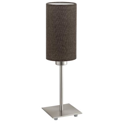 Eglo - Светодиодная настольная лампа TUNJA 1xE27/60W/230V 26,5 см матовый хром/коричневый