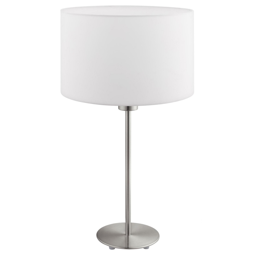 Eglo - Светодиодная настольная лампа TUNJA 1xE27/60W/230V 38,5 см матовый хром/белый