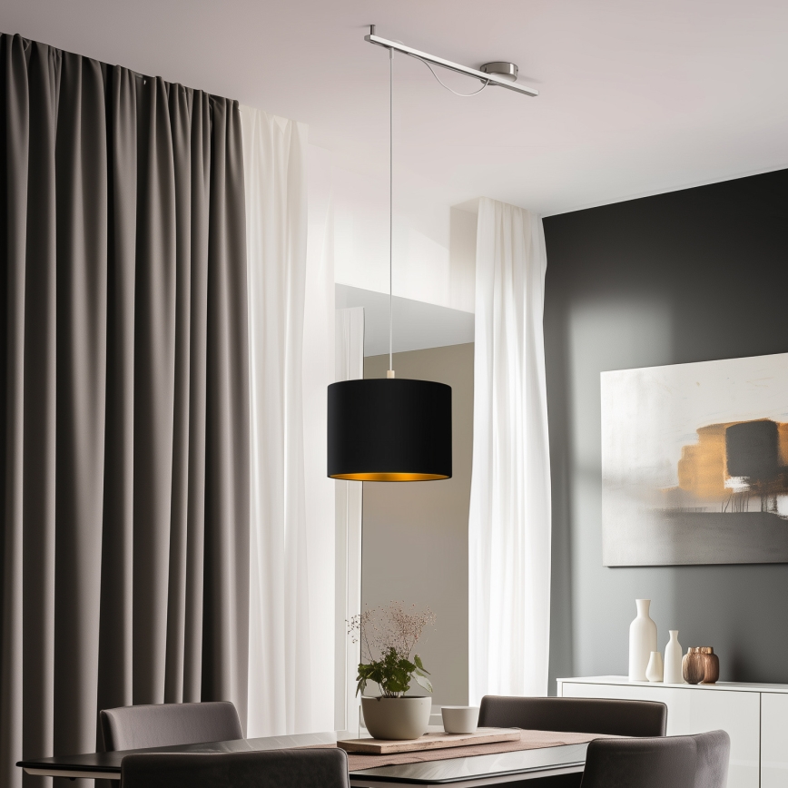 Eglo - Светодиодная подвесная люстра CALCENA 1xE27/60W/230V хром/черный