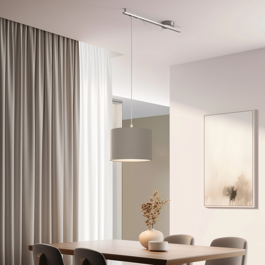 Eglo - Светодиодная подвесная люстра CALCENA 1xE27/60W/230V хром/серо-коричневый