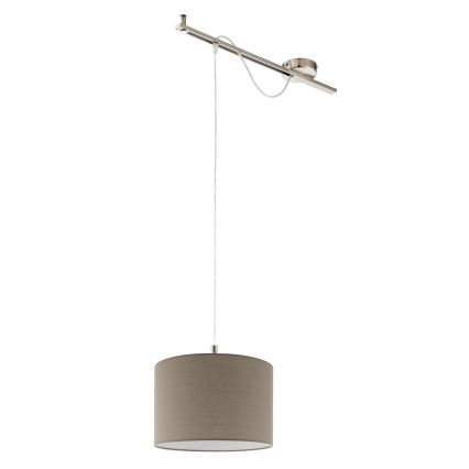 Eglo - Светодиодная подвесная люстра CALCENA 1xE27/60W/230V хром/серо-коричневый