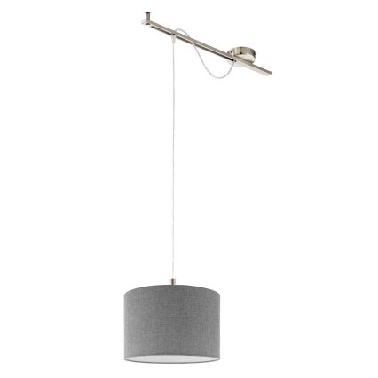 Eglo - Светодиодная подвесная люстра CALCENA 1xE27/60W/230V хром/серый
