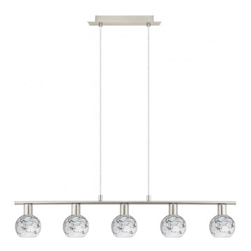 Eglo - Светодиодная подвесная люстра MY CHOICE 5xE14/4W/230V матовый хром/белый/черный
