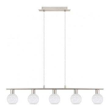Eglo - Светодиодная подвесная люстра MY CHOICE 5xE14/4W/230V матовый хром/белый