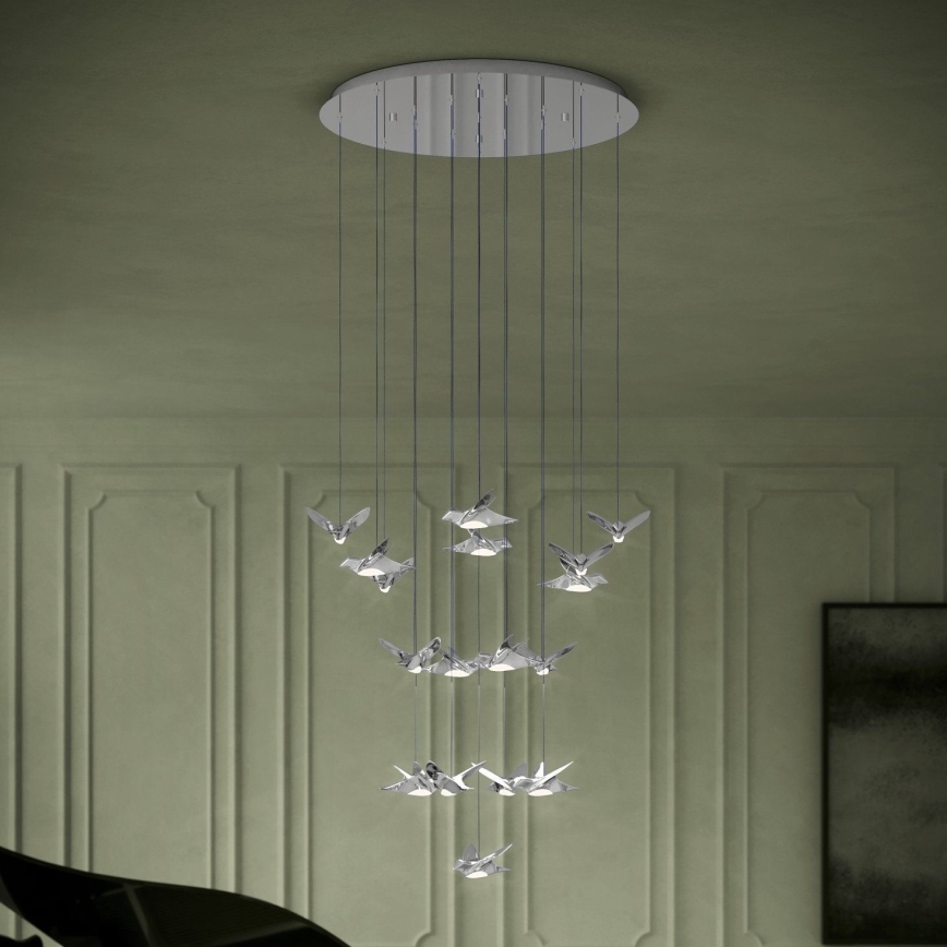 Eglo - Светодиодная подвесная люстра с регулированием яркости 17xLED/3W/230V 3000K блестящий хром