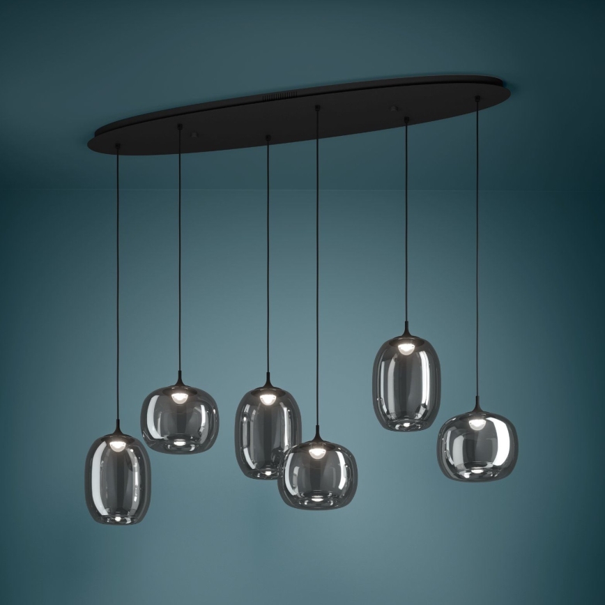Eglo - Светодиодная подвесная люстра с регулированием яркости 6xLED/3,7W/230V 2700-6500K дымчатый + дистанционное управление
