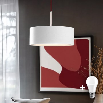 Eglo - Светодиодная подвесная люстра TUNJA 1xE27/60W/230V белый