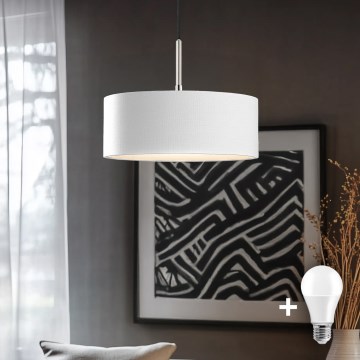 Eglo - Светодиодная подвесная люстра TUNJA 1xE27/60W/230V белый