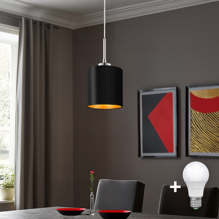 Eglo - Светодиодная подвесная люстра TUNJA 1xE27/60W/230V черный