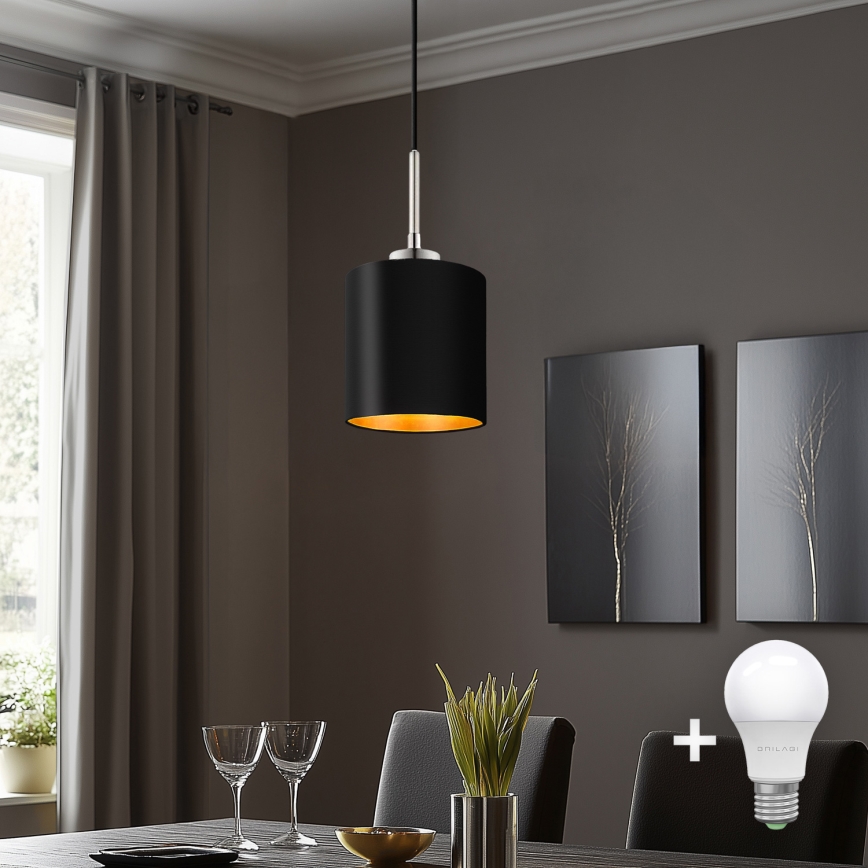 Eglo - Светодиодная подвесная люстра TUNJA 1xE27/60W/230V черный