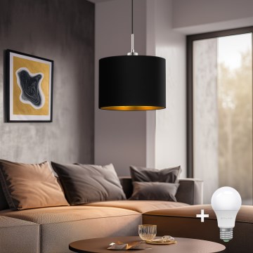 Eglo - Светодиодная подвесная люстра TUNJA 1xE27/60W/230V черный