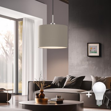 Eglo - Светодиодная подвесная люстра TUNJA 1xE27/60W/230V серо-коричневый