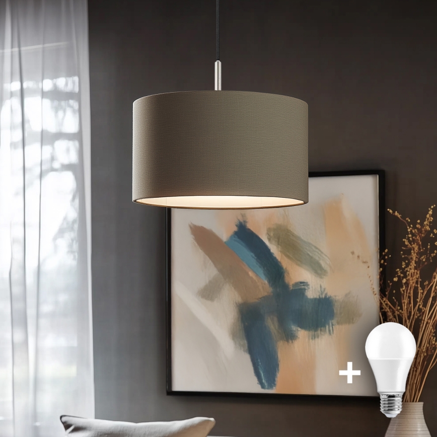 Eglo - Светодиодная подвесная люстра TUNJA 1xE27/60W/230V серо-коричневый