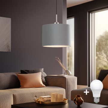 Eglo - Светодиодная подвесная люстра TUNJA 1xE27/60W/230V серый