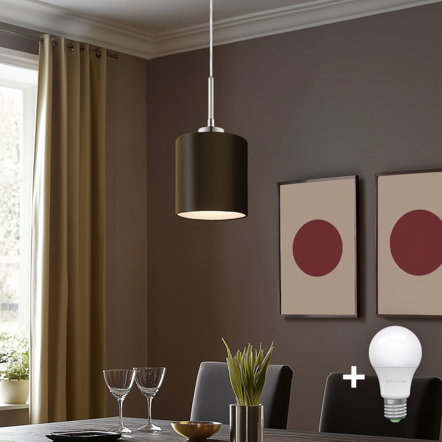 Eglo - Светодиодная подвесная люстра TUNJA 1xE27/60W/230V коричневый