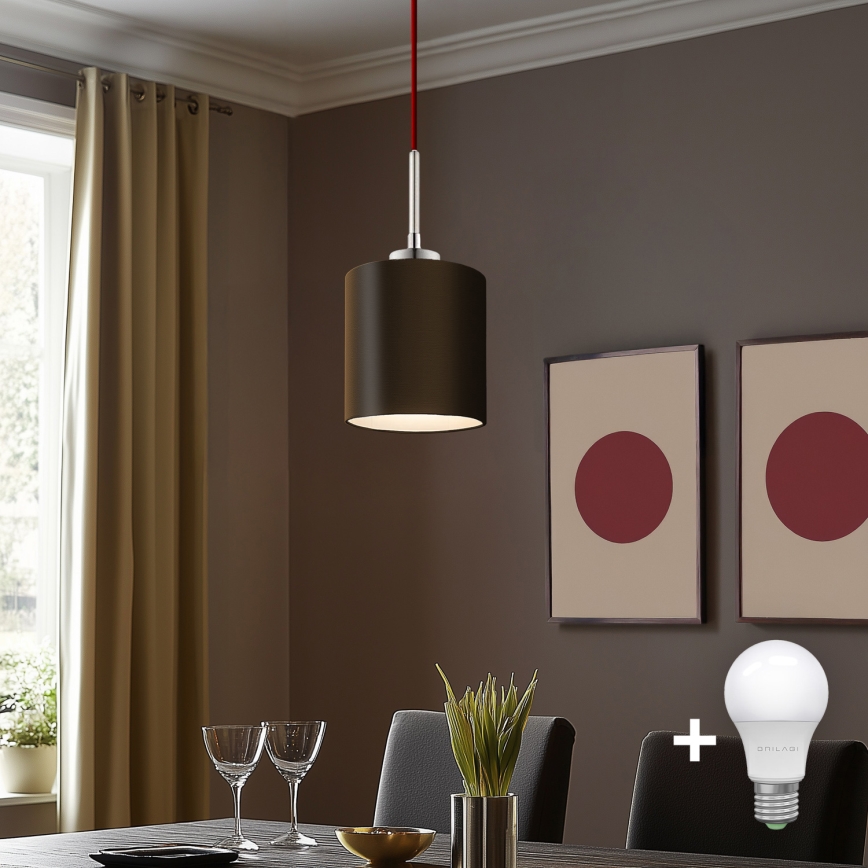 Eglo - Светодиодная подвесная люстра TUNJA 1xE27/60W/230V коричневый