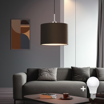 Eglo - Светодиодная подвесная люстра TUNJA 1xE27/60W/230V коричневый