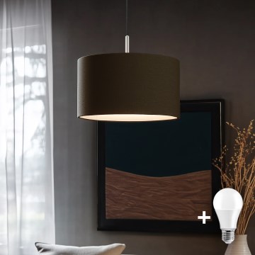Eglo - Светодиодная подвесная люстра TUNJA 1xE27/60W/230V коричневый