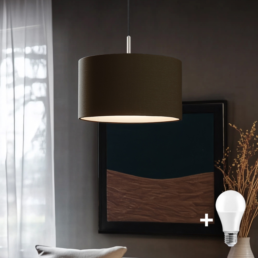 Eglo - Светодиодная подвесная люстра TUNJA 1xE27/60W/230V коричневый