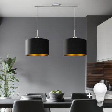Eglo - Светодиодная подвесная люстра TUNJA 2xE27/60W/230V черный