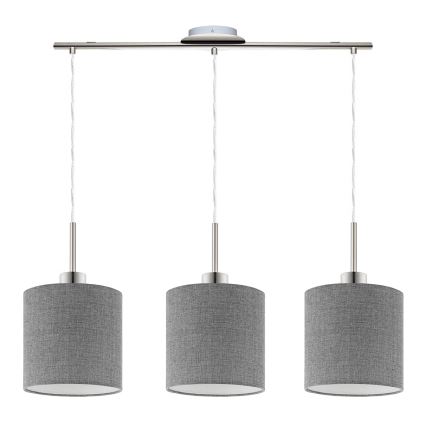 Eglo - Светодиодная подвесная люстра TUNJA 3xE27/60W/230V серый