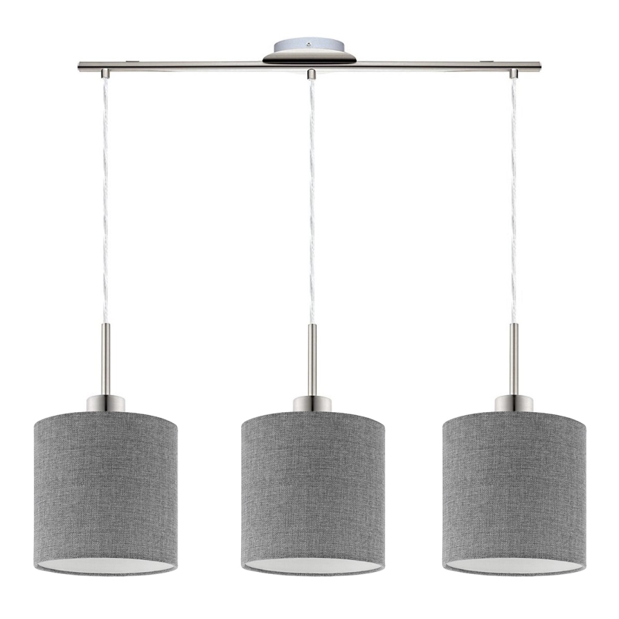 Eglo - Светодиодная подвесная люстра TUNJA 3xE27/60W/230V серый