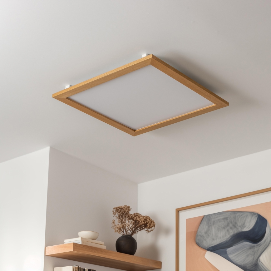 Eglo - Светодиодная припотолочная панель с регулированием яркости SALOBRENA-CL WOOD LED/31W/230V 2700-6500K 64x64 см коричневый