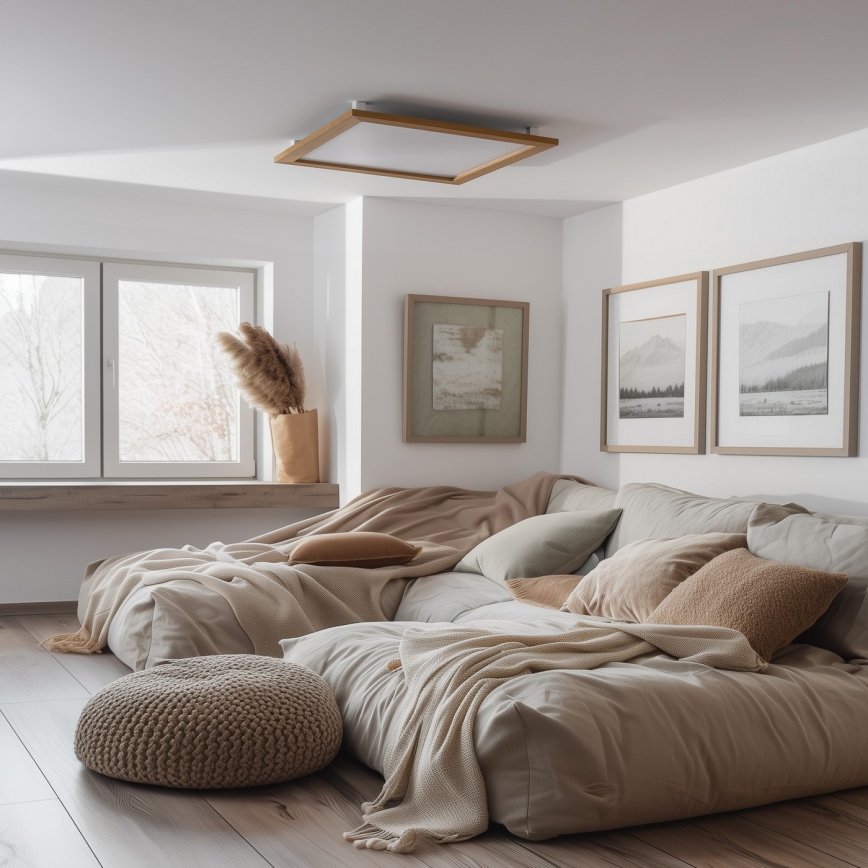 Eglo - Светодиодная припотолочная панель с регулированием яркости SALOBRENA-CL WOOD LED/31W/230V 2700-6500K 64x64 см коричневый