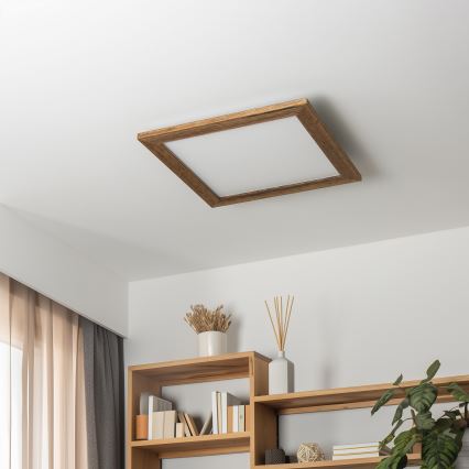 Eglo - Светодиодная припотолочная RGB-панель с регулированием яркости SALOBRENA-C WOOD LED/24W/230V 2700-6500K 49,5x49,5 см коричневый + дистанционное управление