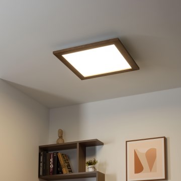 Eglo - Светодиодная припотолочная RGBW-панель с регулированием яркости SALOBRENA-C WOOD LED/21W/230V 2700-6500K 49,5x49,5 см темно-коричневый + дистанционное управление
