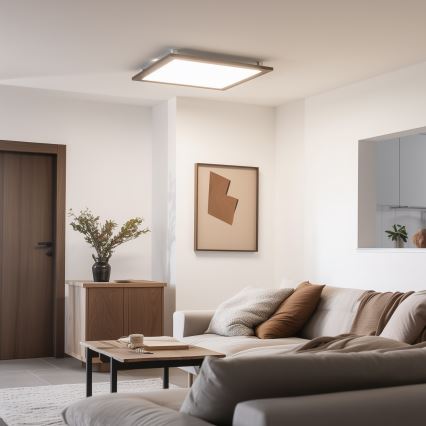 Eglo - Светодиодная припотолочная RGB-панель с регулированием яркости SALOBRENA-C WOOD LED/30,5W/230V 2700-6500K 64x64 см темно-коричневый + дистанционное управление