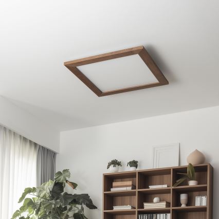 Eglo - Светодиодная припотолочная RGBW-панель с регулированием яркости SALOBRENA-C WOOD LED/21W/230V 2700-6500K 49,5x49,5 см темно-коричневый + дистанционное управление