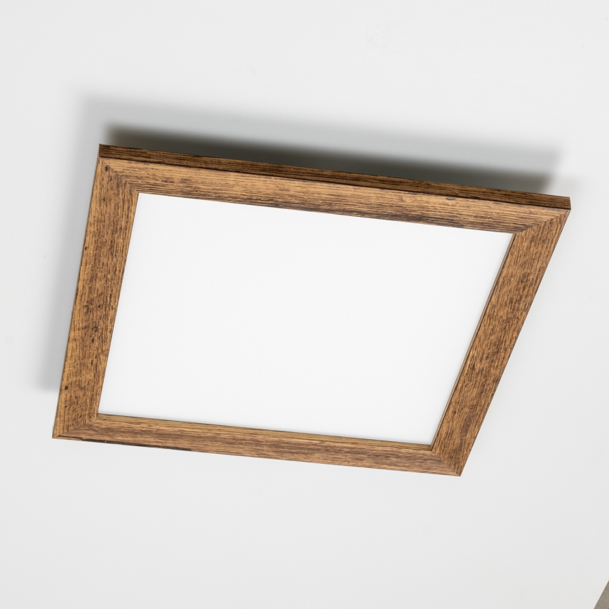 Eglo - Светодиодная припотолочная RGBW-панель с регулированием яркости SALOBRENA-C WOOD LED/21W/230V 2700-6500K 49,5x49,5 см коричневый + дистанционное управление