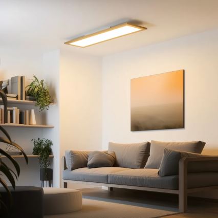Eglo - Светодиодная RGBW-панель с регулированием яркости SALOBRENA-C WOOD LED/31W/230V 2700-6500K 34x124 см коричневый + дистанционное управление