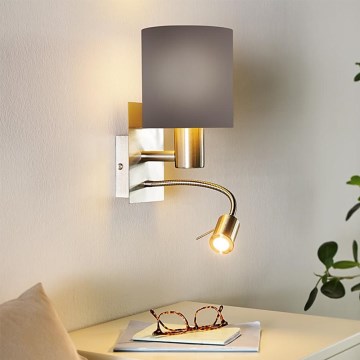 Eglo - Светодиодный настенный светильник 1xE27/40W+LED/3,8W серый
