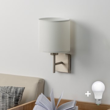 Eglo - Светодиодный настенный светильник TUNJA 1xE27/60W/230V матовый хром/белый